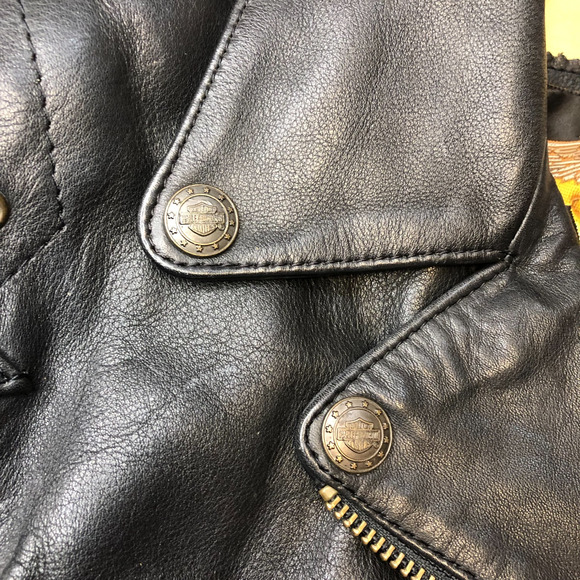Vintage Women’s Fitted Harley Davidson Black Leather Biker Jacket Size 40/12 W - Picture 11 of 16